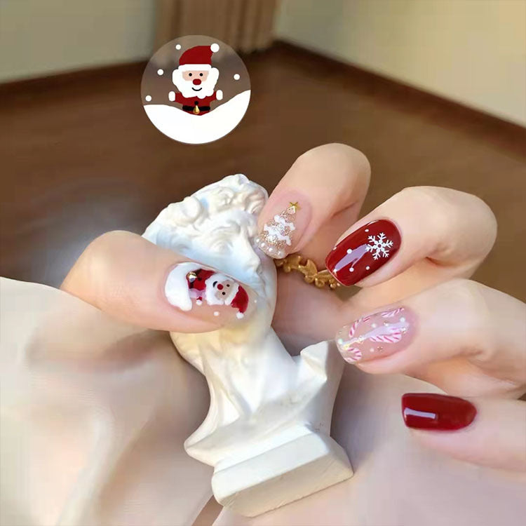 Santa Claus press-on short nails (Size Selection)