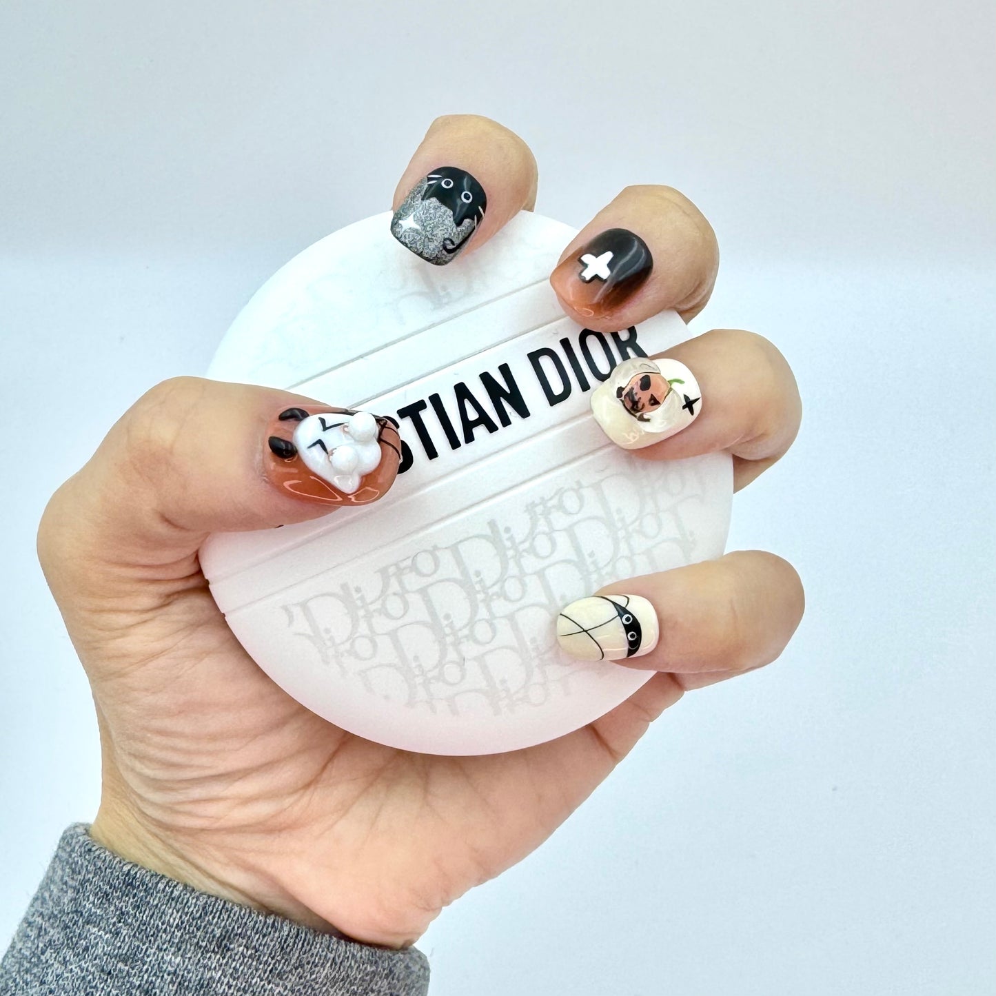 Cute and funny devil heart removable handmade press-on nails (Size Selection)