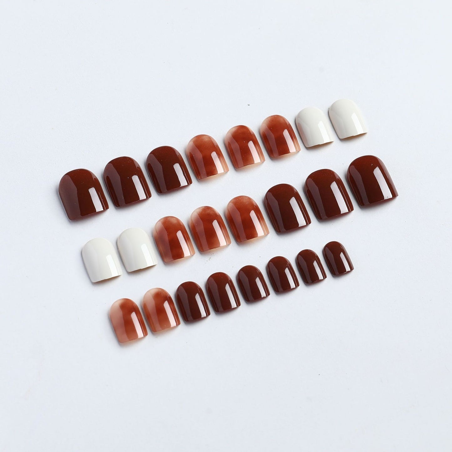 Maple leaf red rendering press-on short nails 24pcs