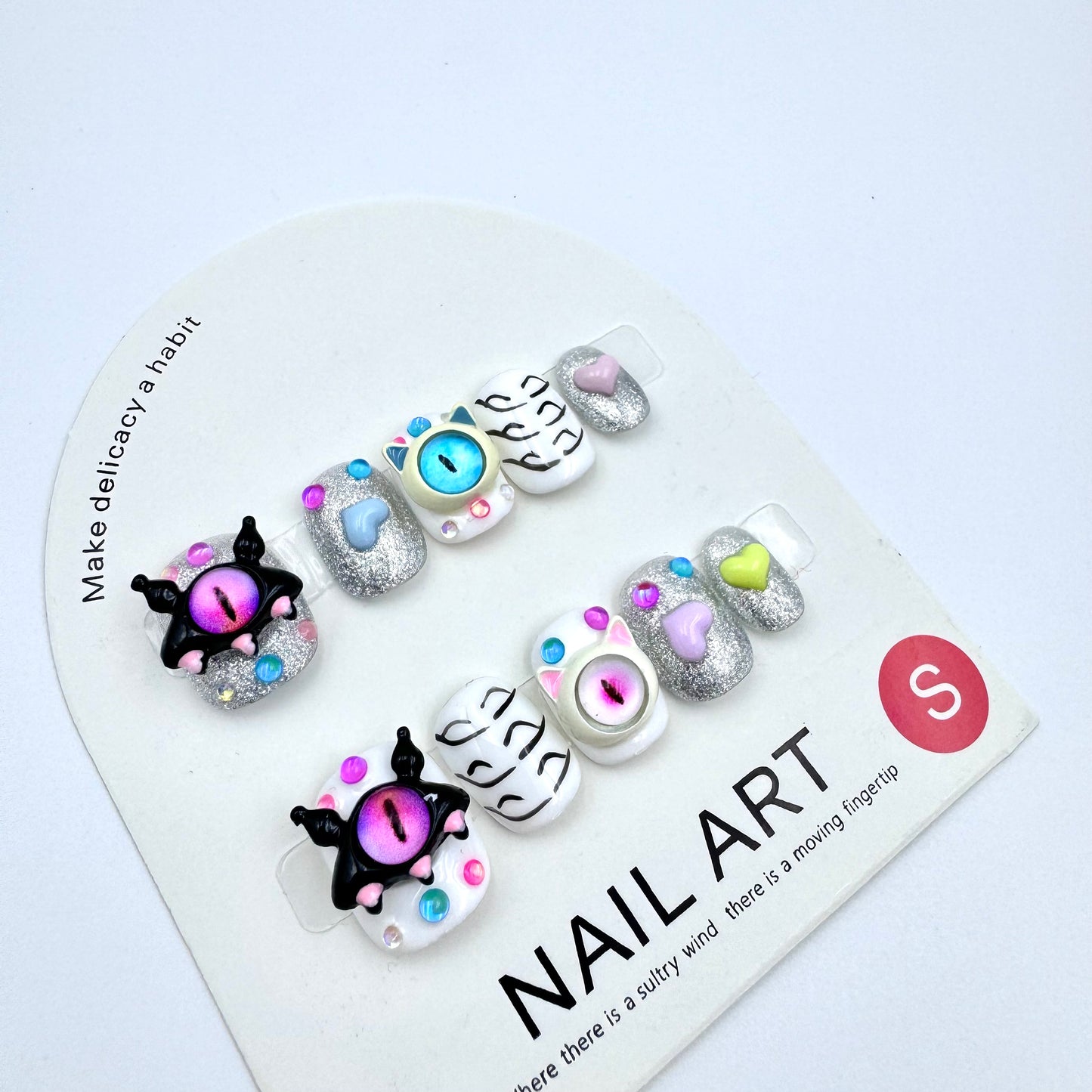 Little monster little devil short cute devil eyes press-on nails(Size Selection )