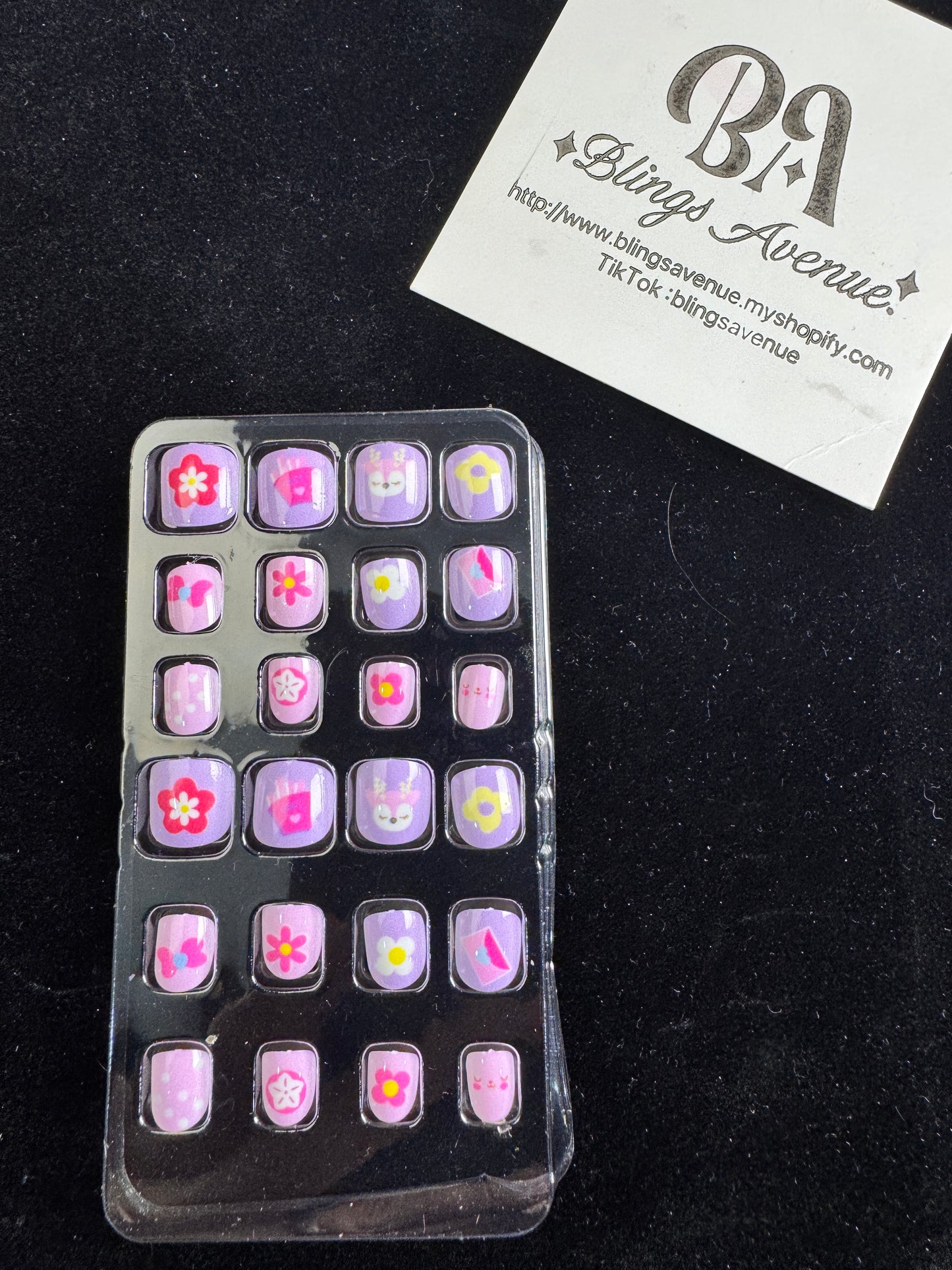 Children Cartoon Press-on Nails 24-piece with Adhesive Backing