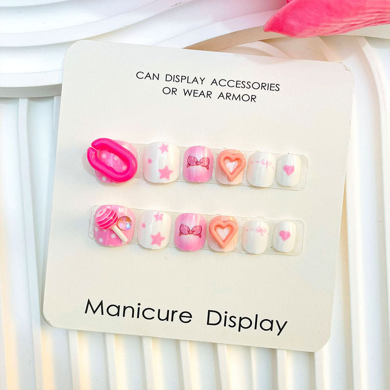 Children  Flowers and Lollipop Press-on Nails