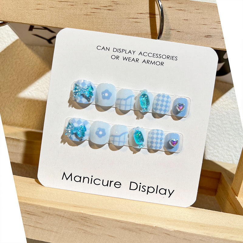 New style purple/blue colour children's press-on nails