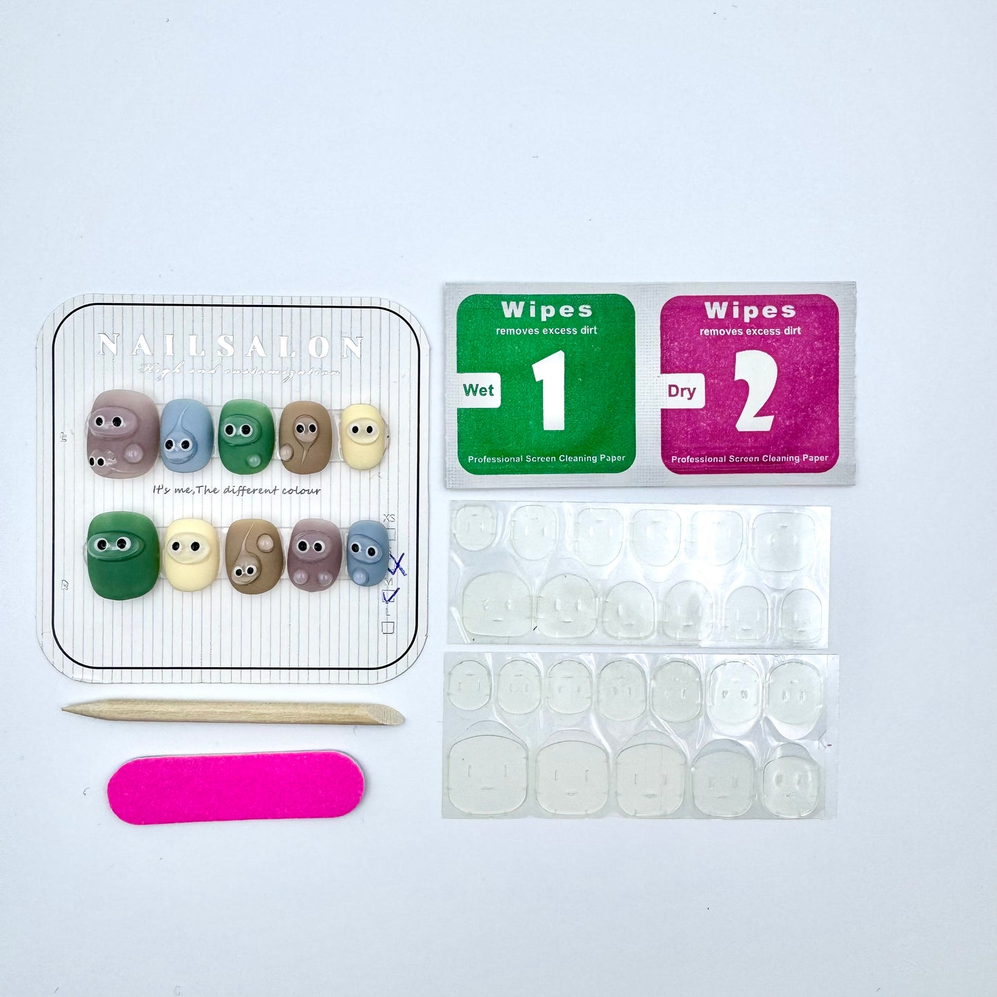 Cute eyes solid color press-on nails (Size Selection)