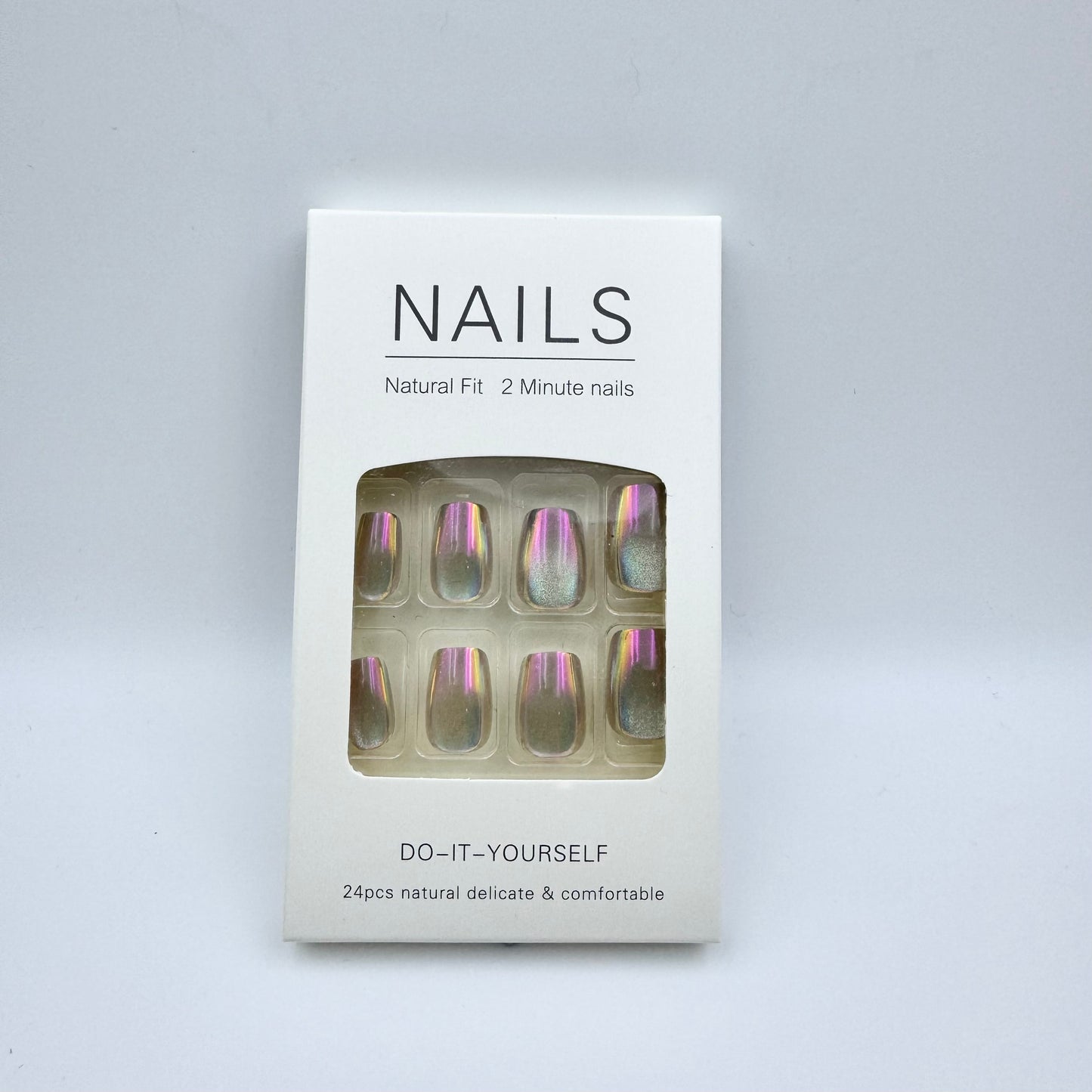 Aurora colorful dreamy cat's eye press-on short nails 30pcs