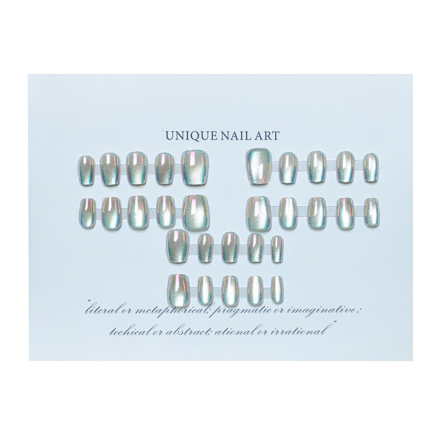 Aurora colorful dreamy cat's eye press-on short nails 30pcs