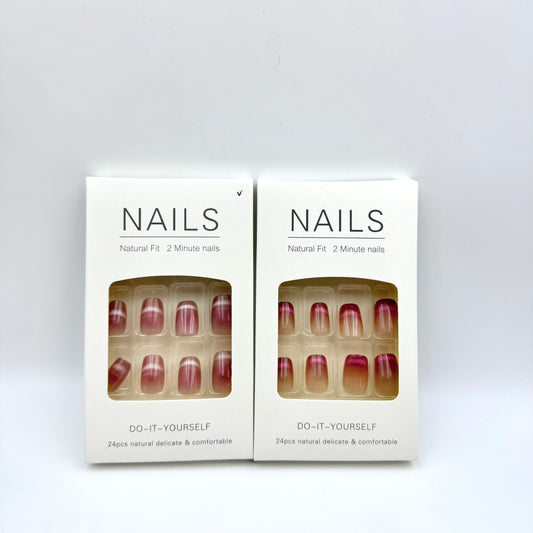 Two-tone cat's eye and crystal cat's eye press-on nails 24pcs （long/short）