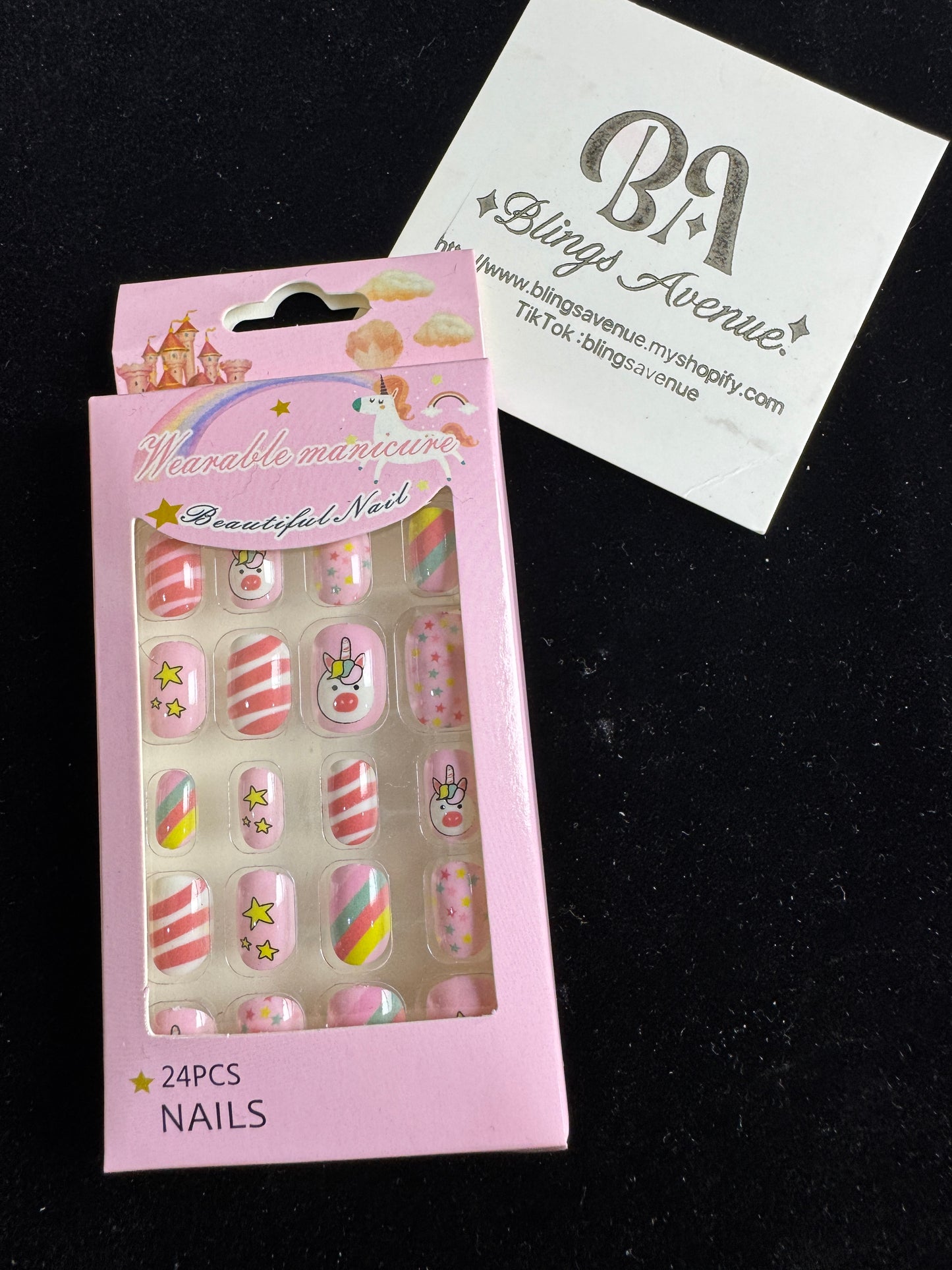 Teens Cartoon Press-on Nails 24-piece with Adhesive Backing