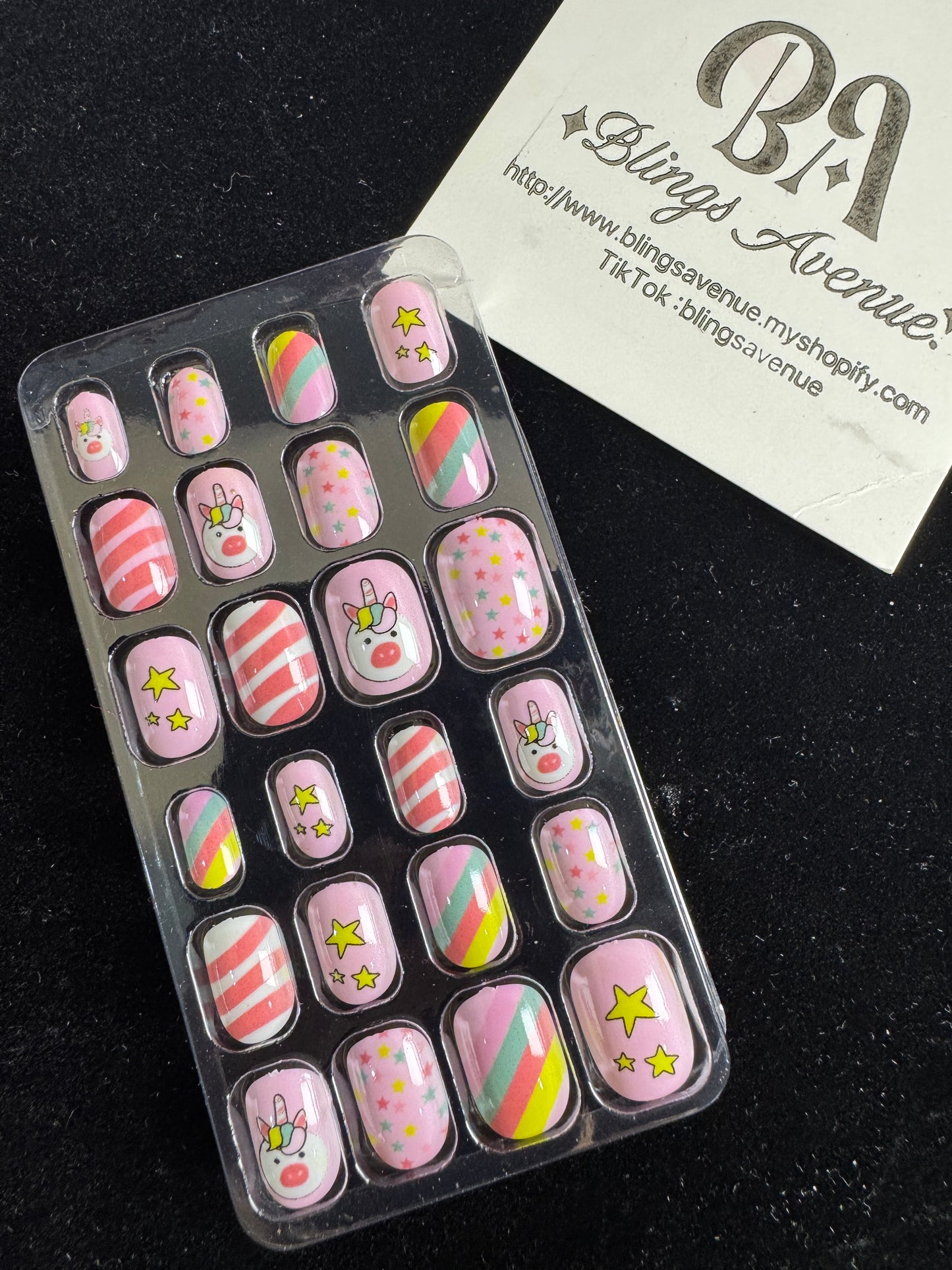 Teens Cartoon Press-on Nails 24-piece with Adhesive Backing