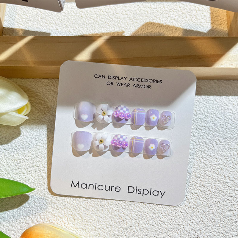 New style purple/blue colour children's press-on nails