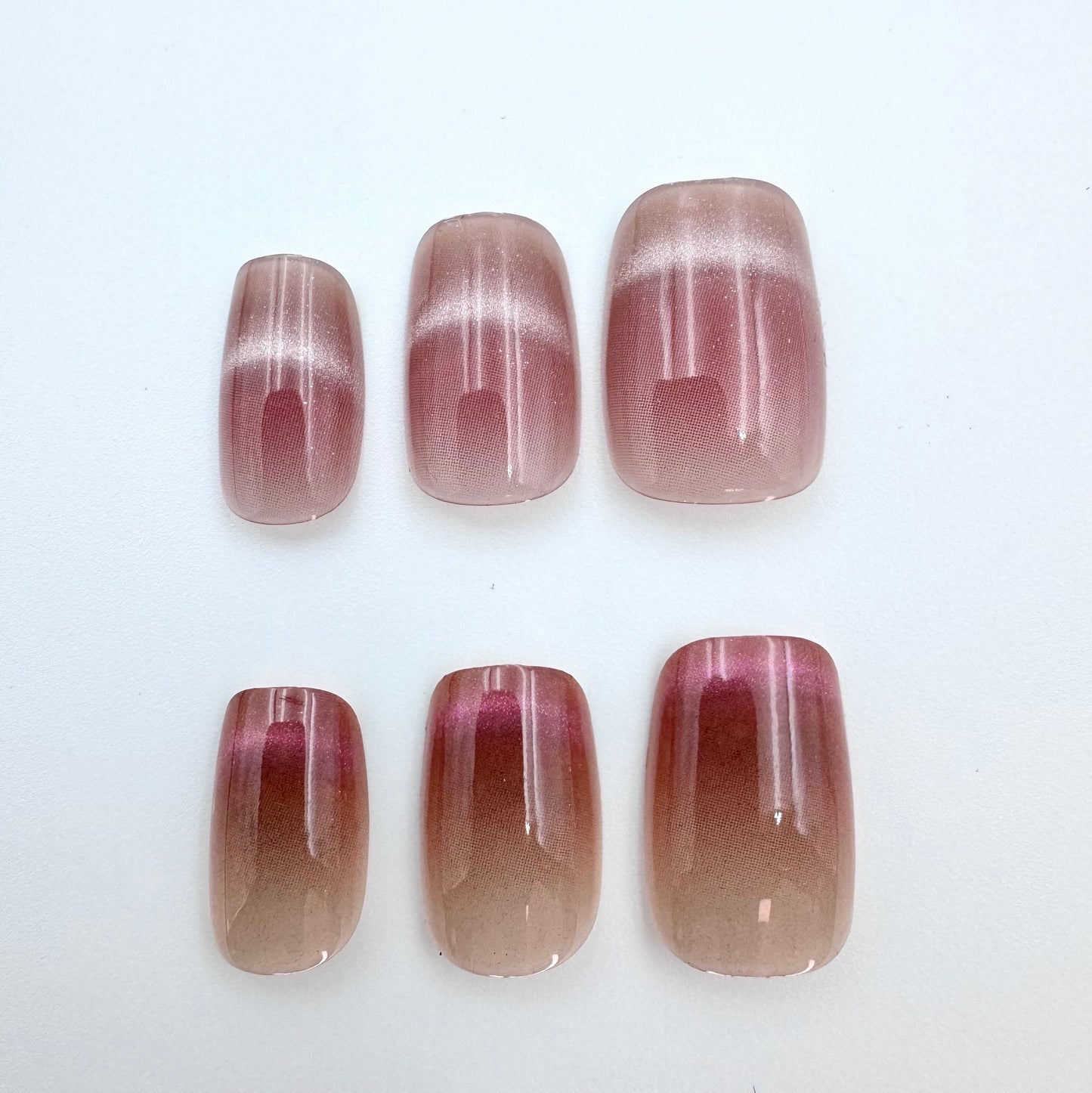 Two-tone cat's eye and crystal cat's eye press-on nails 24pcs （long/short）