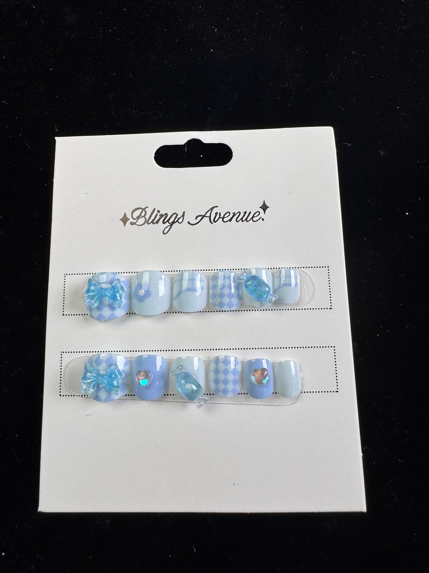 New style purple/blue colour children's press-on nails