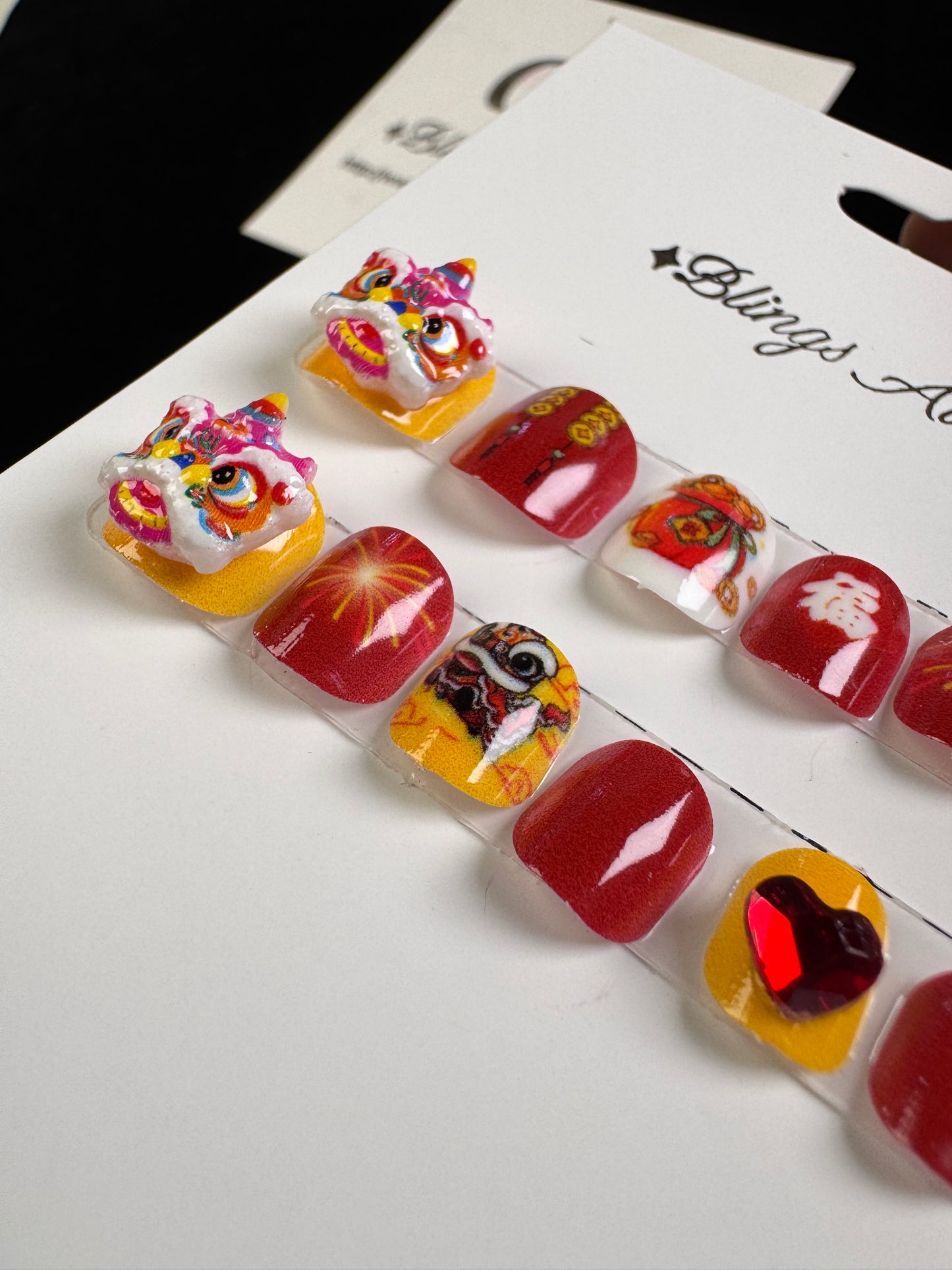 Children's lion dance new year  press-on nails