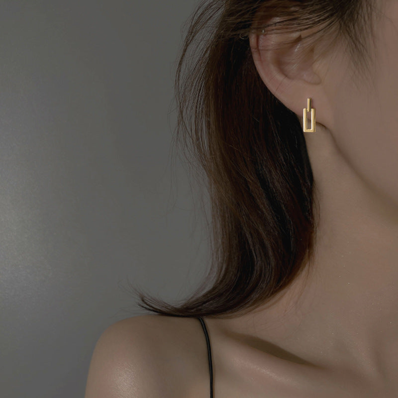 Small Hollow Square Drop Earrings