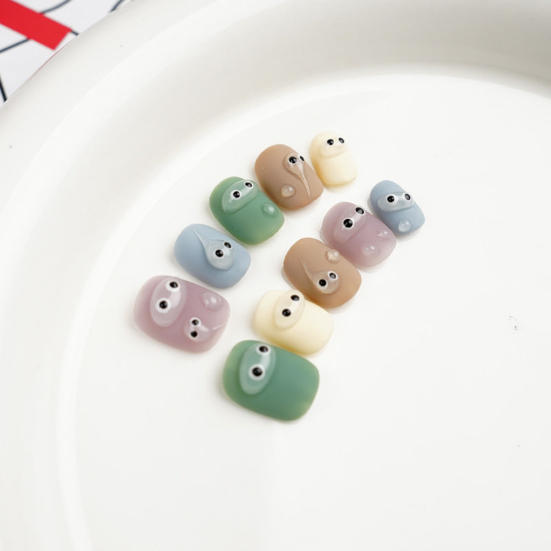 Cute eyes solid color press-on nails (Size Selection)
