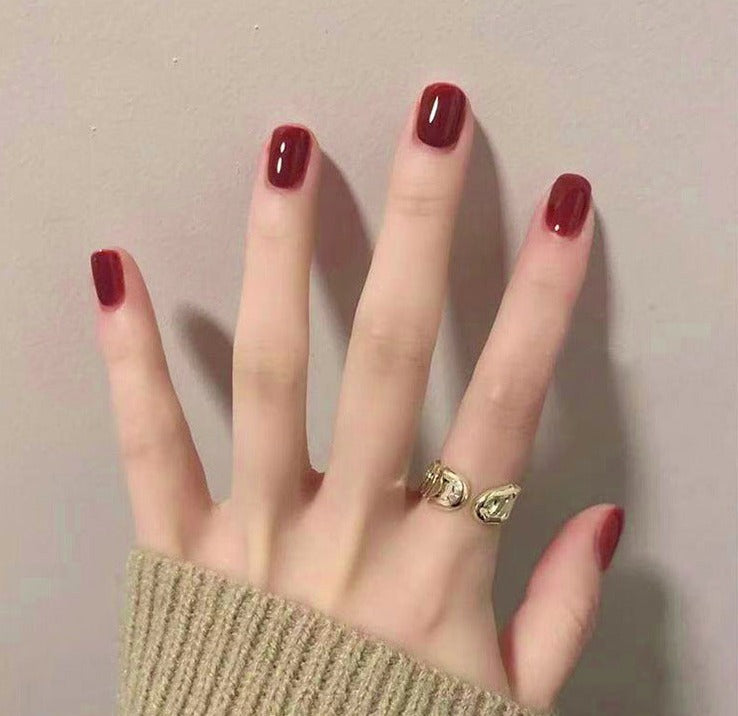 Round short nails solid color press-on nails(Size Selection)