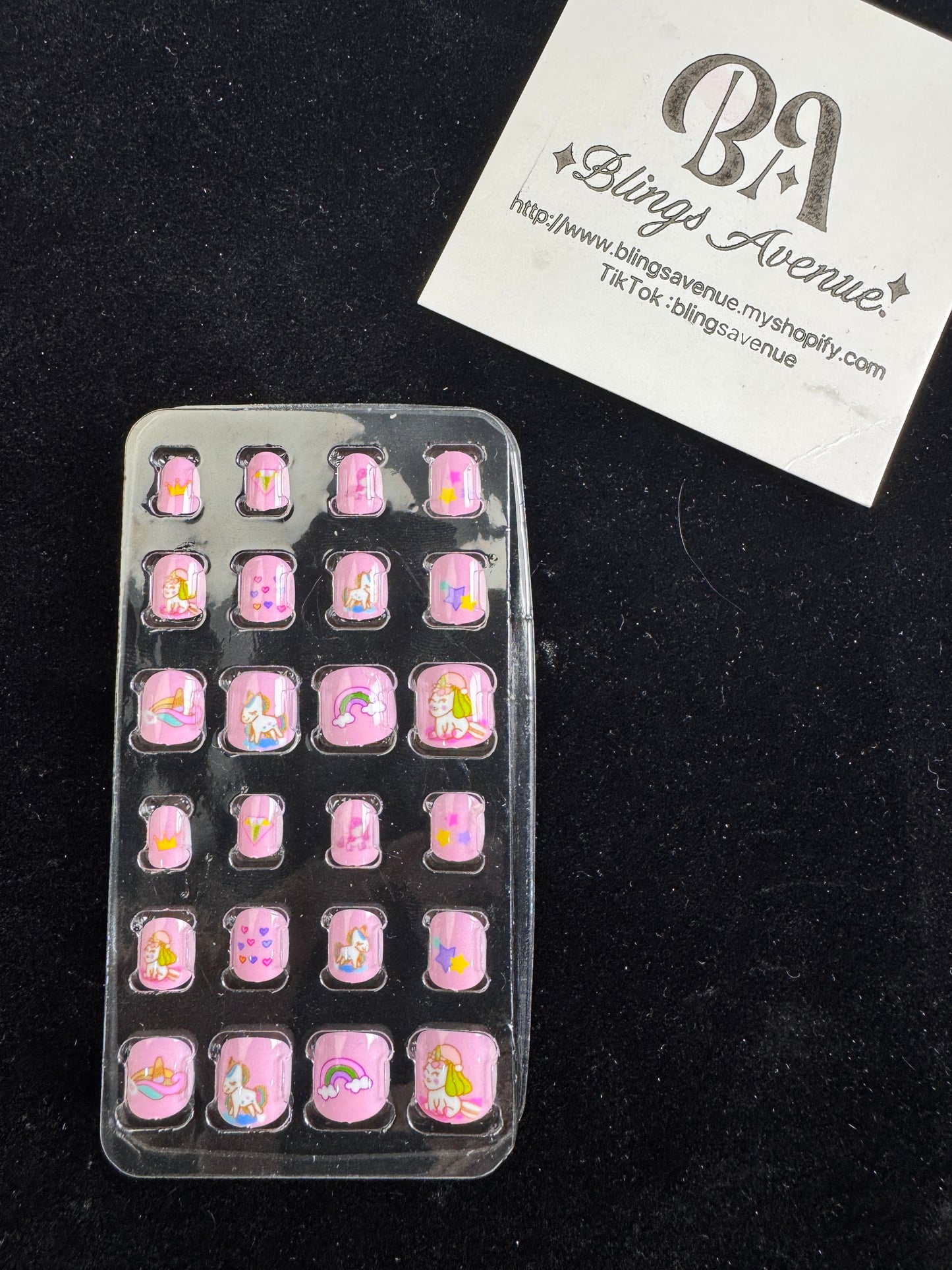 Children Cartoon Press-on Nails 24-piece with Adhesive Backing