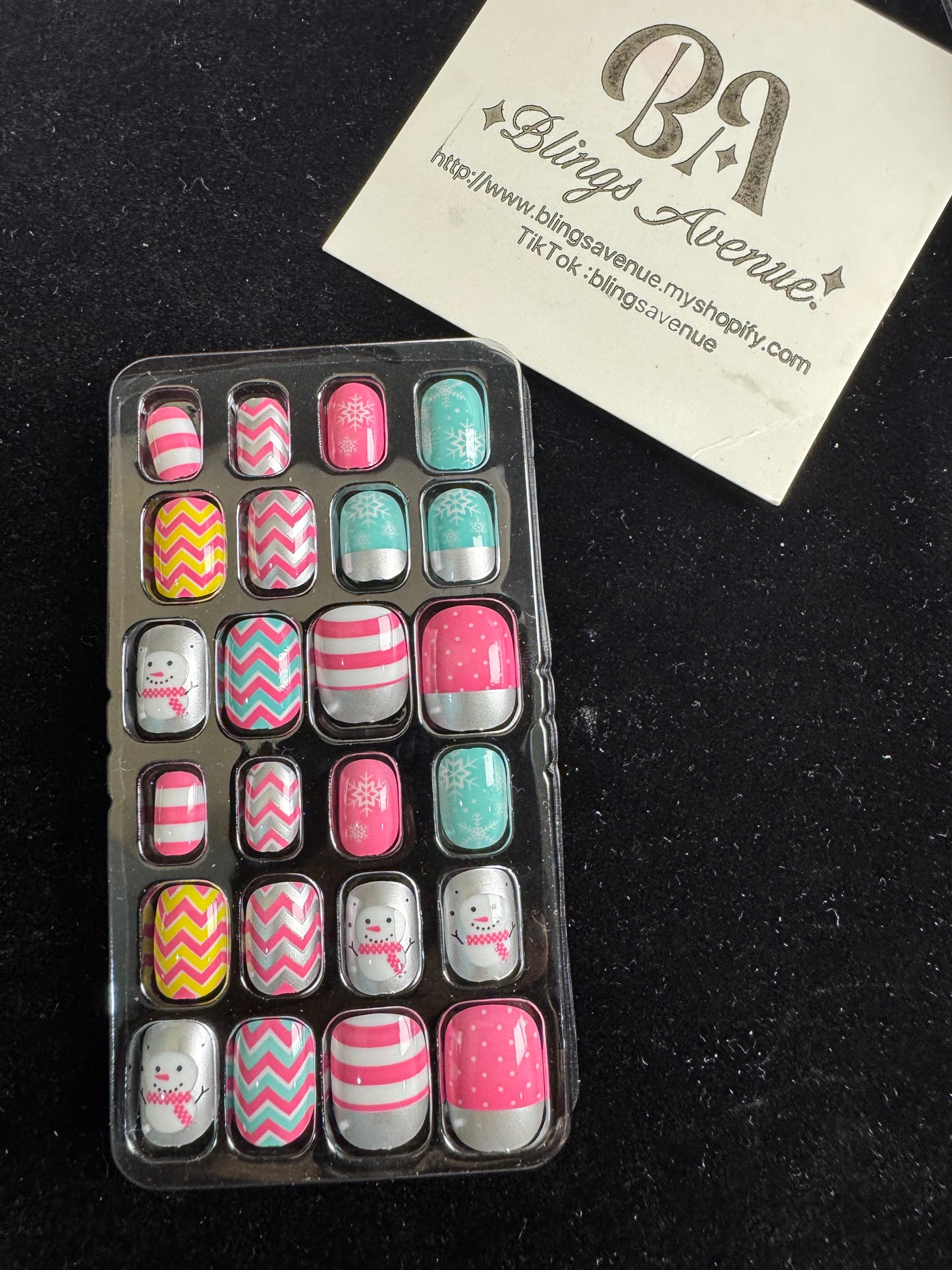Teens Cartoon Press-on Nails 24-piece with Adhesive Backing
