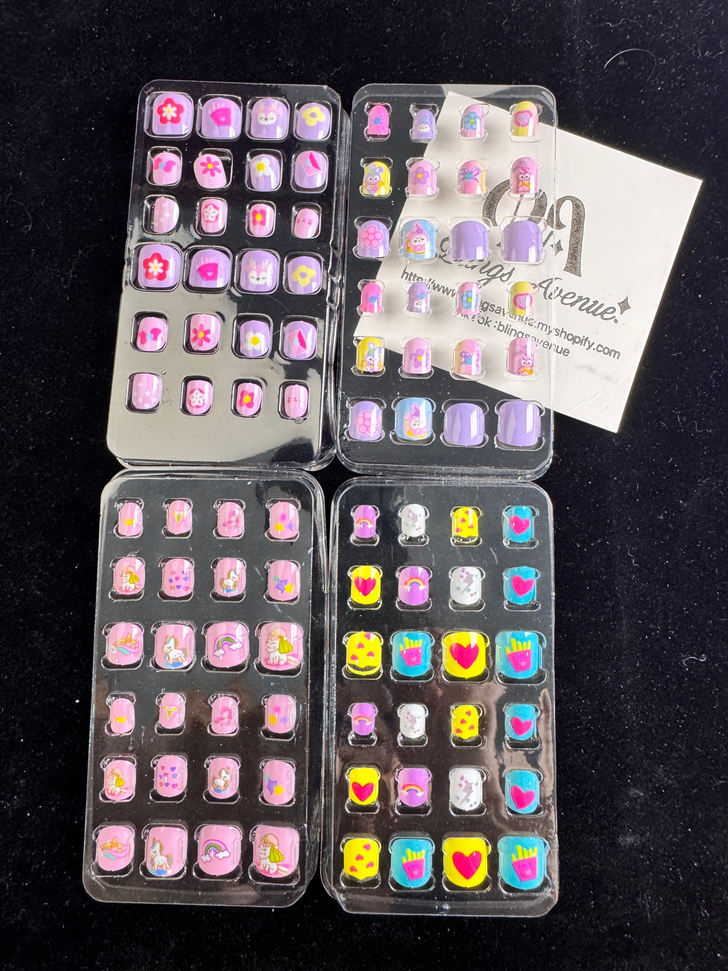 Children Cartoon Press-on Nails 24-piece with Adhesive Backing