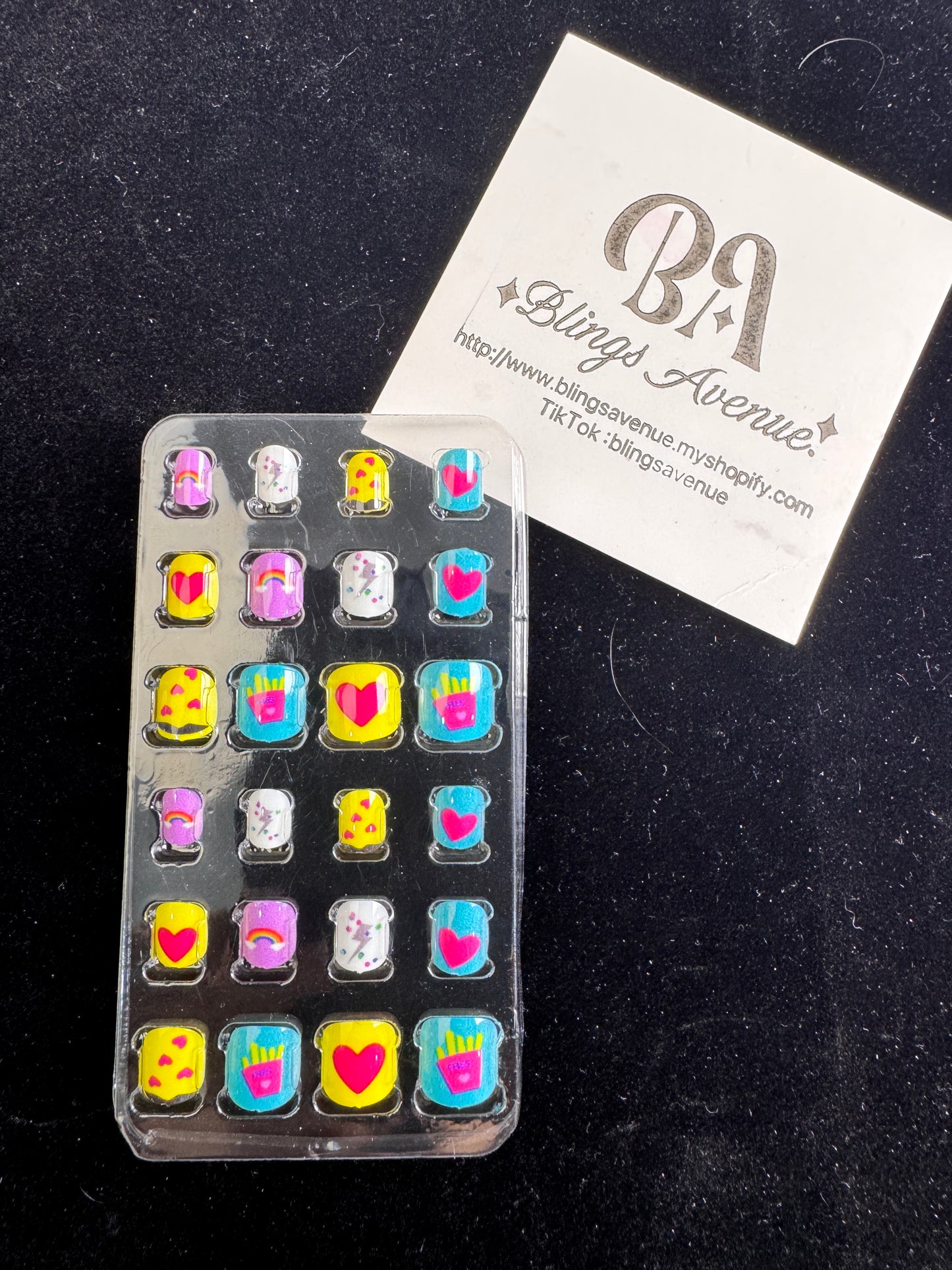 Children Cartoon Press-on Nails 24-piece with Adhesive Backing