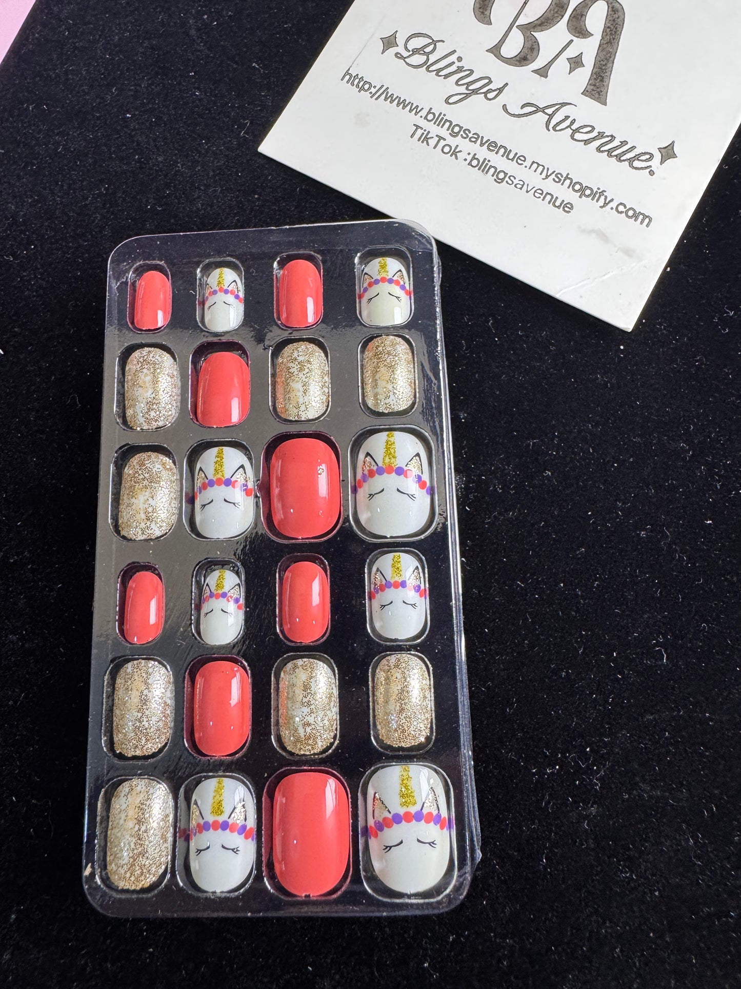 Teens Cartoon Press-on Nails 24-piece with Adhesive Backing