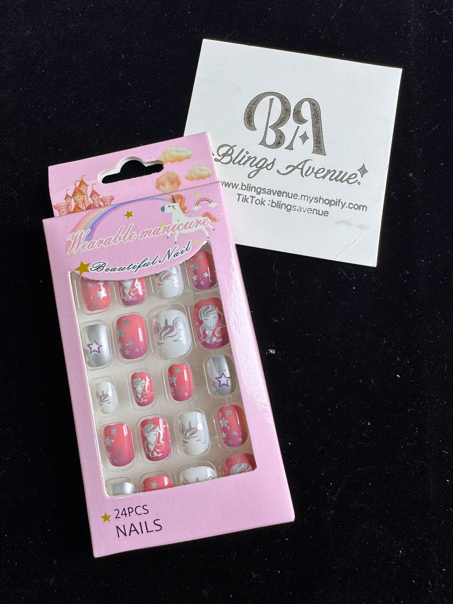 Teens Cartoon Press-on Nails 24-piece with Adhesive Backing