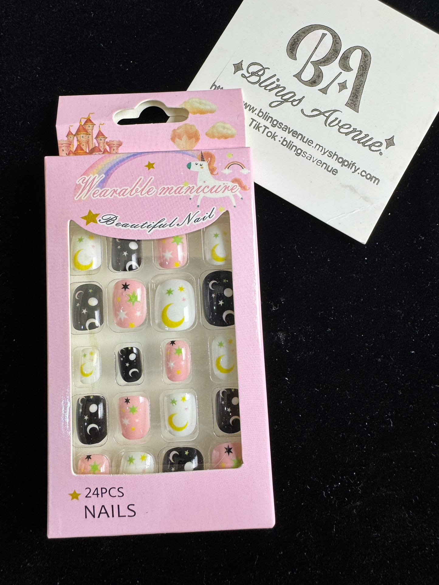 Teens Cartoon Press-on Nails 24-piece with Adhesive Backing