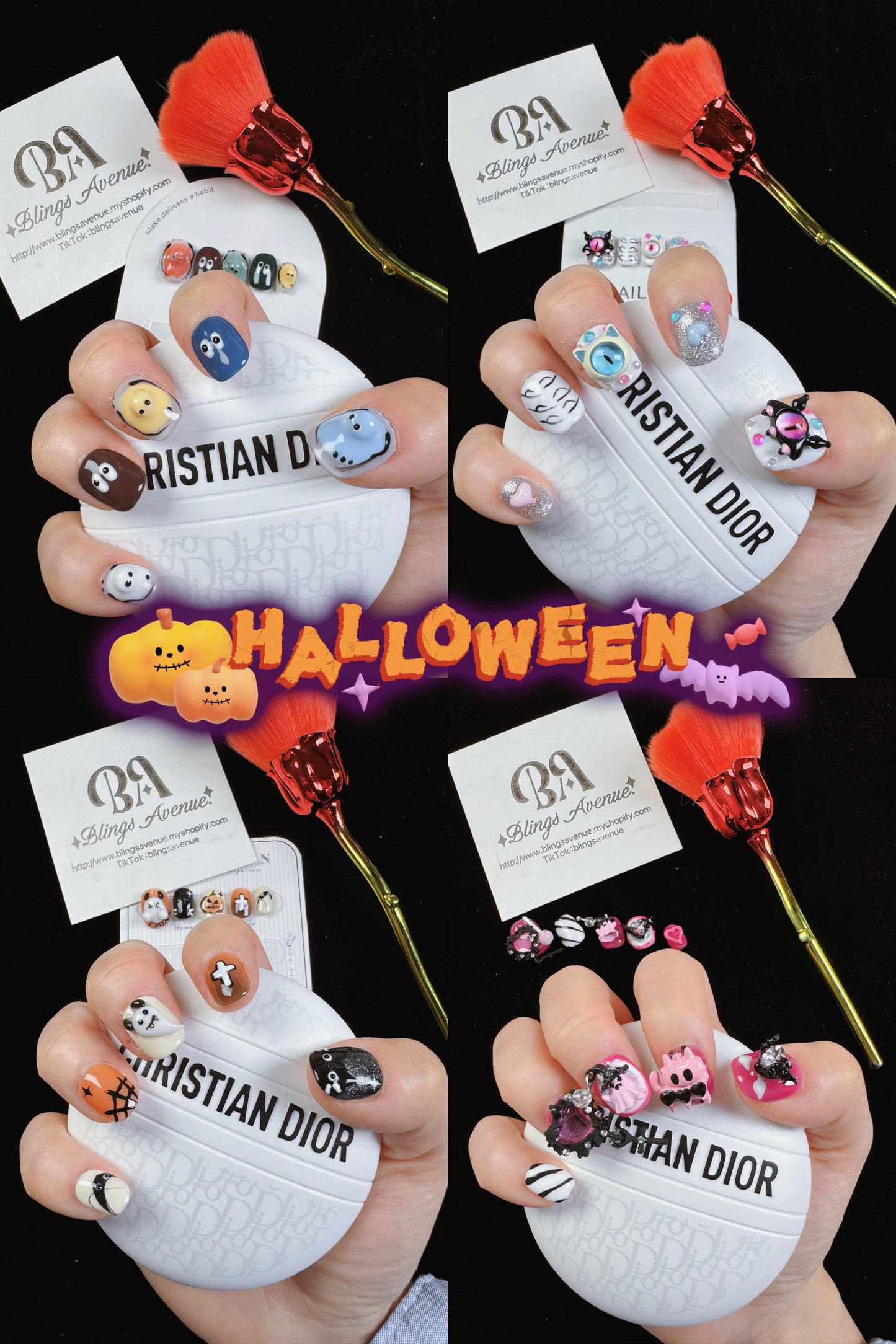Cute and funny devil heart removable handmade press-on nails (Size Selection)