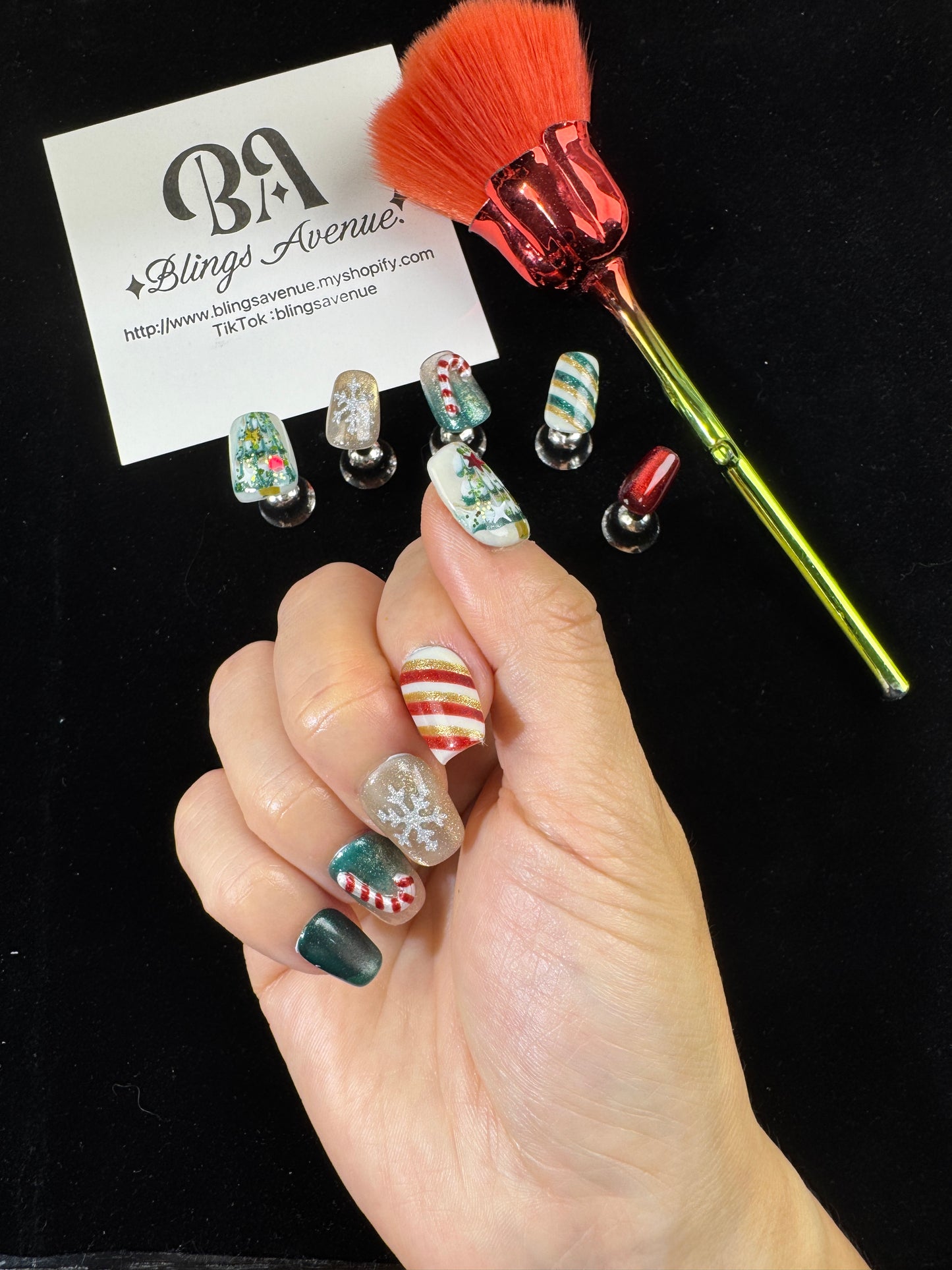 Candy Canes Press-on Nails Customized Pre-order