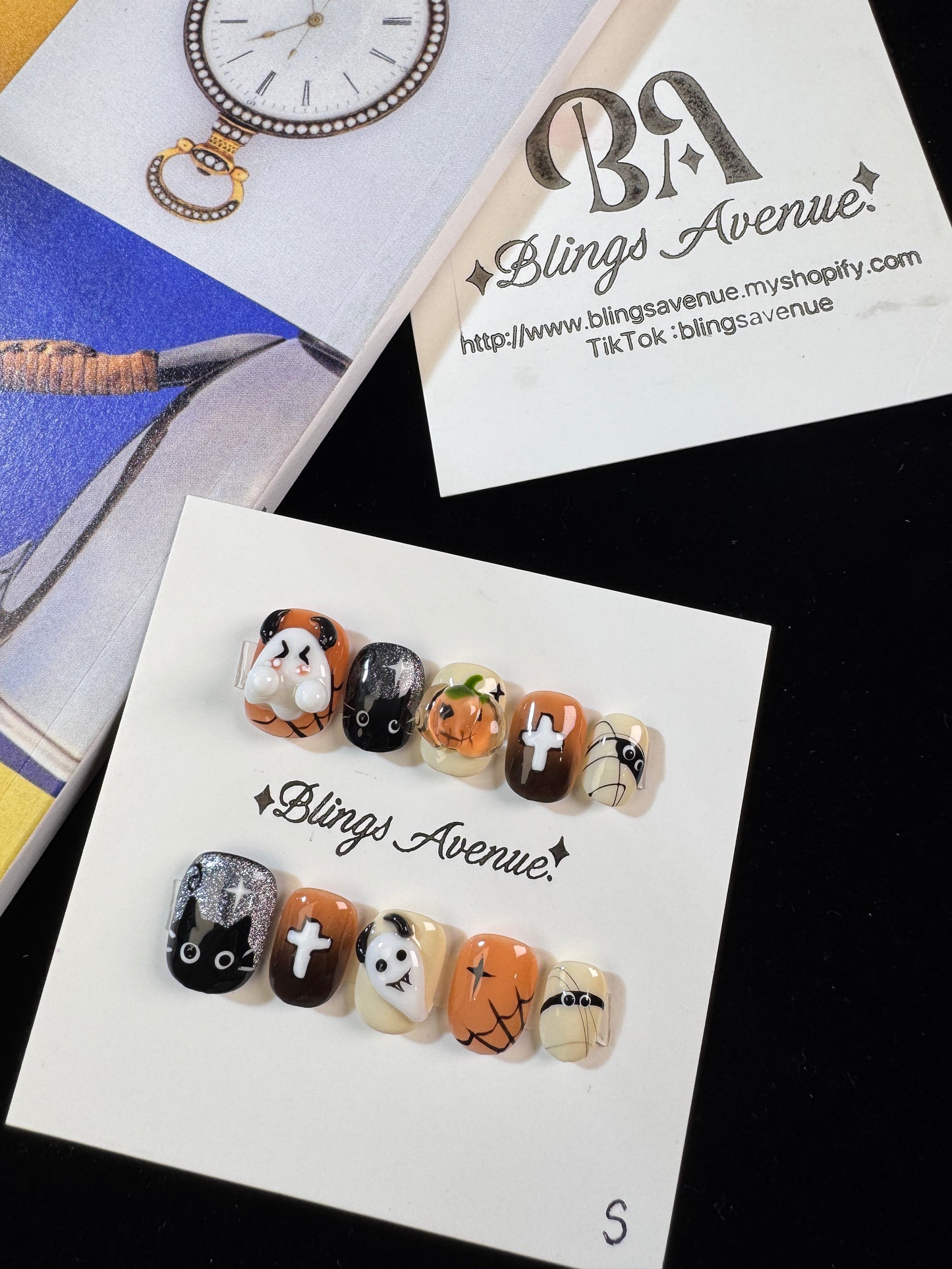 Cute and funny devil heart removable handmade press-on nails (Size Selection)