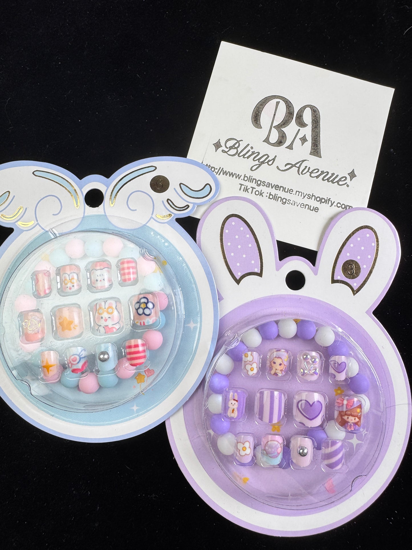 Children Press-on Nails with Bracelet Set Toy Pre-glued Macaron Colour