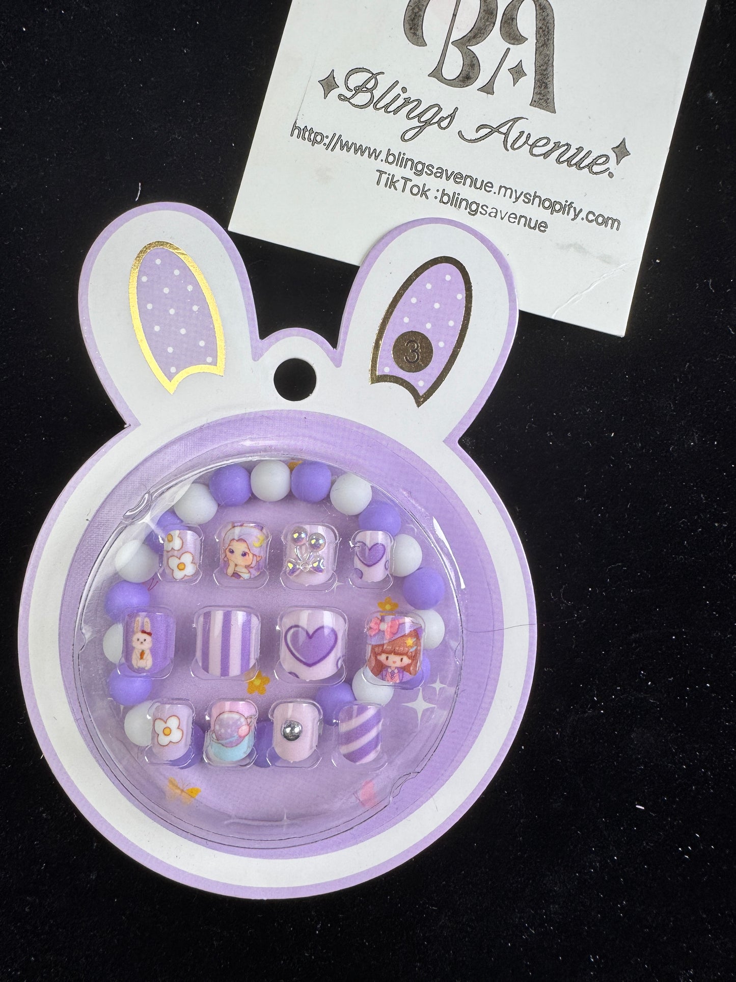 Children Press-on Nails with Bracelet Set Toy Pre-glued Macaron Colour