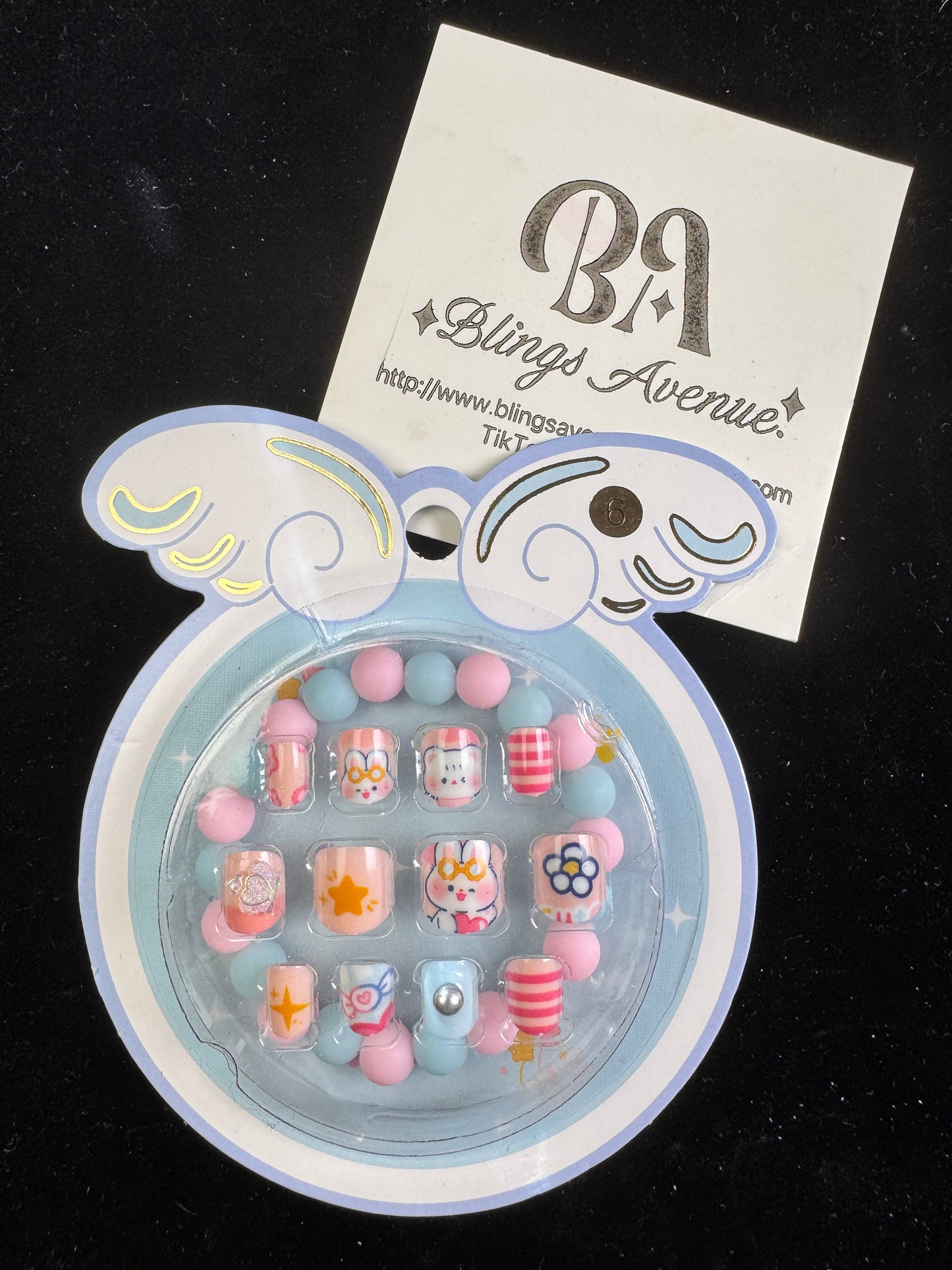 Children Press-on Nails with Bracelet Set Toy Pre-glued Macaron Colour