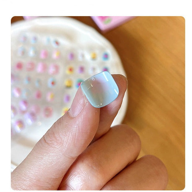 Children Press-on Nails with Bracelet Set Toy Pre-glued Candy Colour