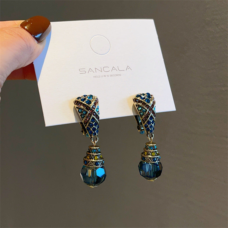 Antique Style Contrasting Zircon Crystal Drop Earrings