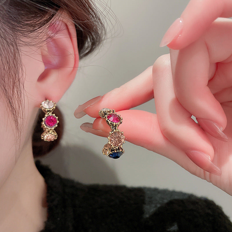 Vintage diamond baroque Hoop Earrings