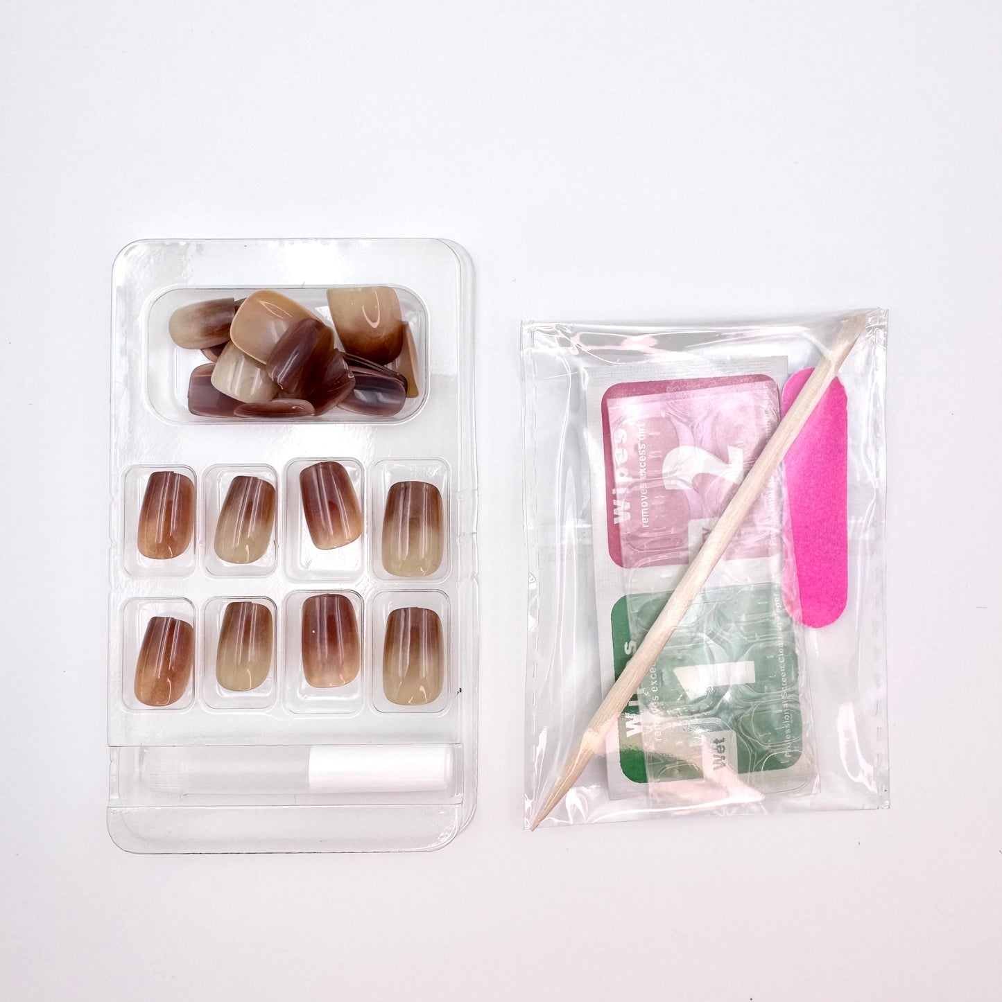 Mocha coffee rendering press-on short nails 24pcs