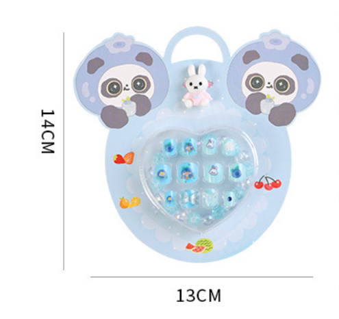 Children Press-on Nails with Bracelet Set Toy Pre-glued Candy Colour