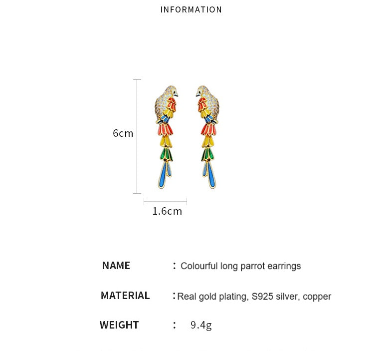 Colorful Parrot Drop Earrings